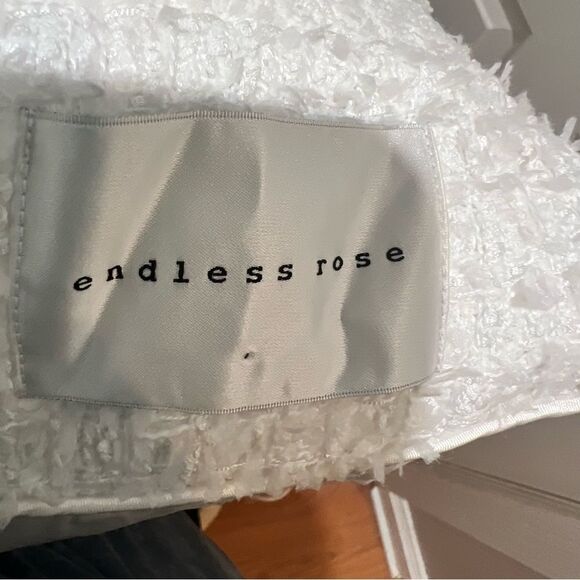 NWOT Endless Rose white and blue tweed jacket with gold hardware size medium - Picture 3 of 10